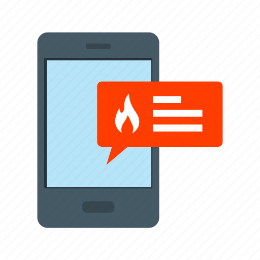 Alert, fire, firefighter, message, mobile, ring, safety icon - Download on Iconfinder