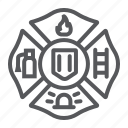 badge, emblem, fire, firefighter, sign 