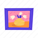 picture, flat, icon, painting, masterpiece, flower, vase, fireplace, decor