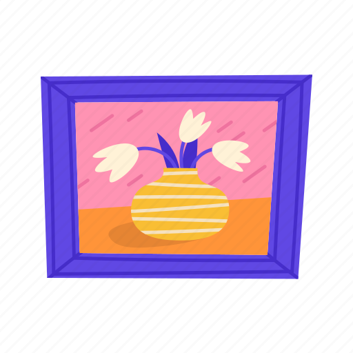 Picture, flat, icon, painting, masterpiece, flower, vase icon - Download on Iconfinder
