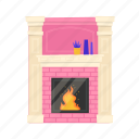 electric, fireplace, flat, icon, pink, brick, wall, decor, house