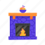 fireplace, flat, icon, vase, fruits, furniture, room, fire, house 