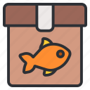 fish, package, box, delivery, present, sea, food, animal, pet