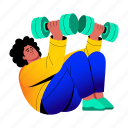 dumbbell, exercise, barbell, workout, character, fitness