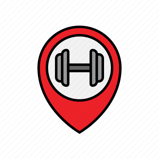 Center, dumbbell, fitness, gym, location, pin, workout icon - Download on Iconfinder