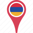armenia, flag, country, location, map, pin