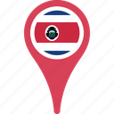 costa, flag, rica, country, map, pin