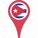 cuba, flag, circle, country, map, pin