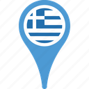 flag, greece, country, map, pin