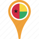 bissau, flag, guinea, country, map, pin