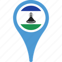 flag, lesotho, country, location, map, pin