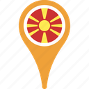 flag, macedonia, country, location, pin