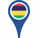flag, mauritius, country, map, pin