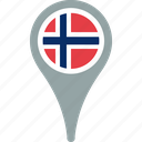 flag, norway, country, location, map, pin