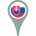 flag, slovakia, country, map, pin