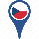 czech, flag, republic, the, country, location, pin