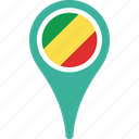 congo, flag, of, republic, the, country, map, pin