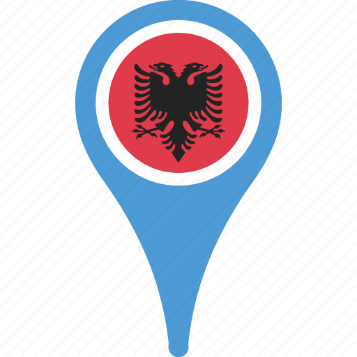 albania, flag, country, location, pin 