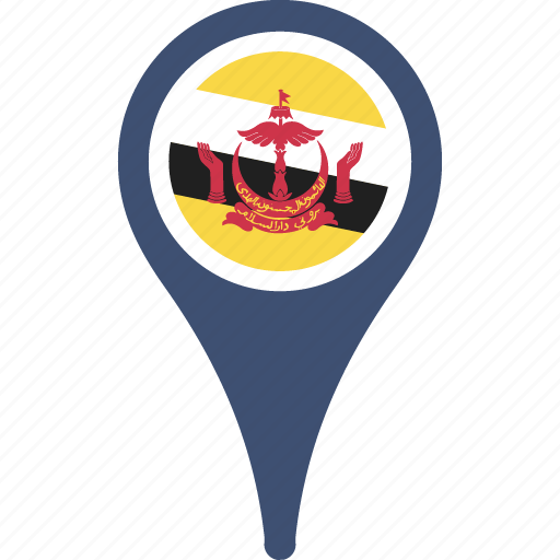 brunei, flag, country, map, pin 