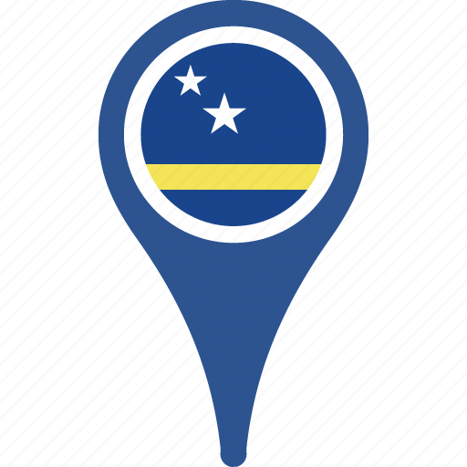 curacao, flag, country, map, pin 