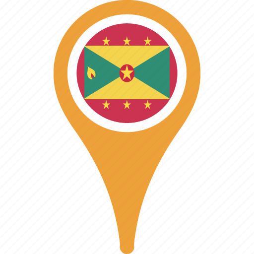 flag, grenada, country, location, map, national, pin 