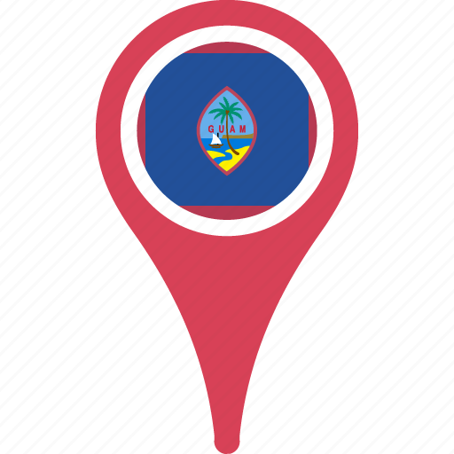 flag, guam, country, map, pin 