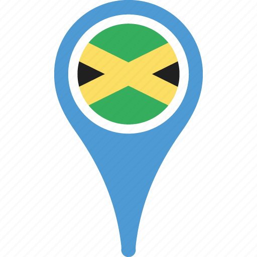 flag, jamaica, country, map, pin 