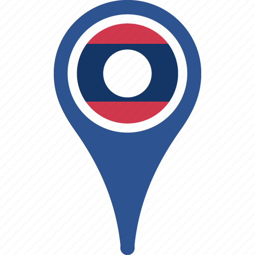 flag, laos, country, flags, map, pin 