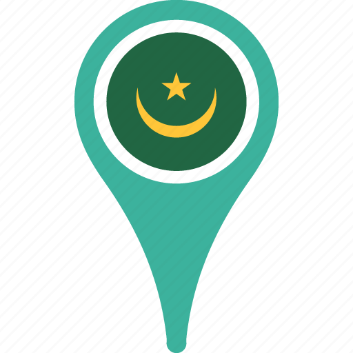 flag, mauritania, country, map, pin 