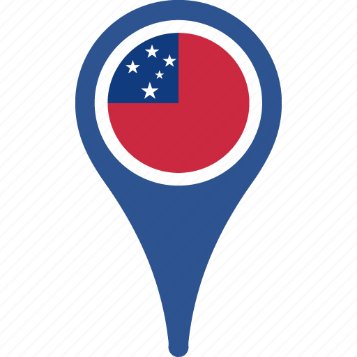 flag, samoa, country, map, pin 