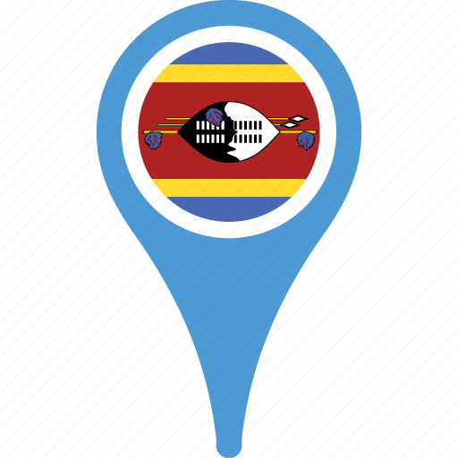 flag, swaziland, country, location, map, pin 