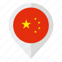 asia, china, country, flag, geolocation, map marker, star