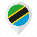 country, flag, geolocation, map marker, tanzania