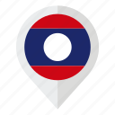 country, flag, geolocation, laos, laos flag, map marker 