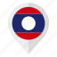 country, flag, geolocation, laos, laos flag, map marker 