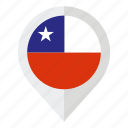chile, chile flag, country, flag, geolocation, map marker, south america