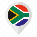country, flag, geolocation, map marker, south africa, south africa flag 