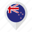 country, flag, geolocation, map marker, new zealand, new zealand flag 