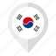 asia, country, flag, geolocation, map marker, south korea, south korea flag 