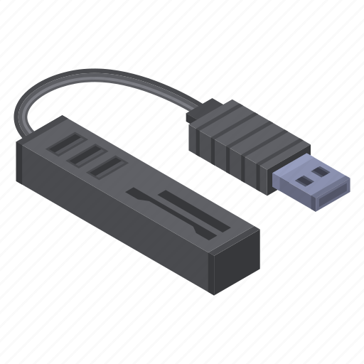 Cable, cartoon, computer, hub, isometric, plug, usb icon - Download on Iconfinder
