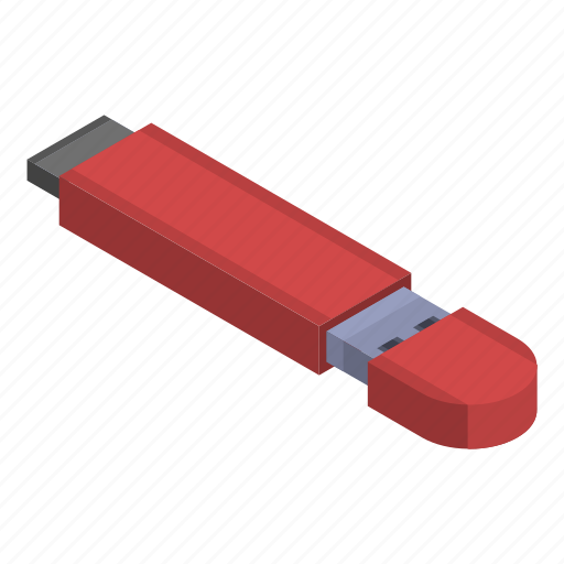 Cartoon, digital, drive, flash, isometric, red, usb icon - Download on Iconfinder