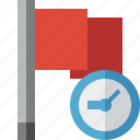 clock, flag, location, marker, pin, point, red