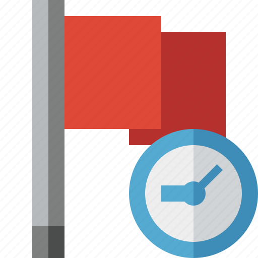 Clock, flag, location, marker, pin, point, red icon - Download on Iconfinder