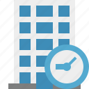 building, business, clock, company, estate, house, office