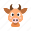 animal, cow, cute, front, head, horns, muzzle 