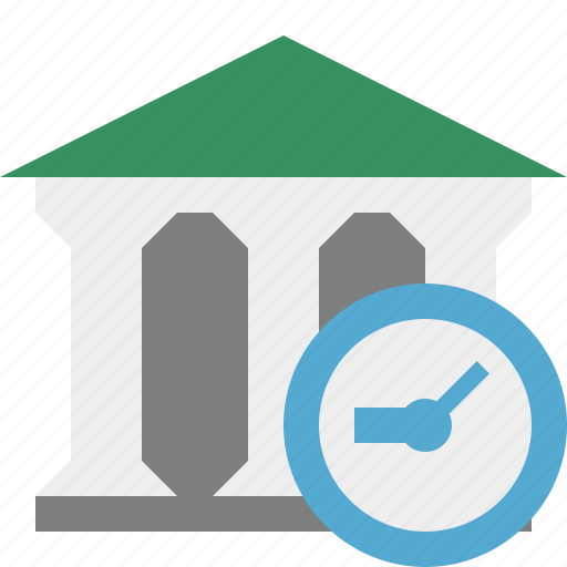 Bank, banking, building, business, clock, finance, money icon - Download on Iconfinder