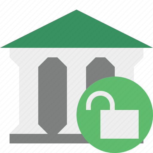 Bank, banking, building, business, finance, money, unlock icon - Download on Iconfinder