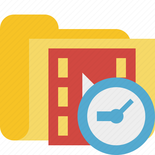 Clock, film, folder, media, movie, video icon - Download on Iconfinder