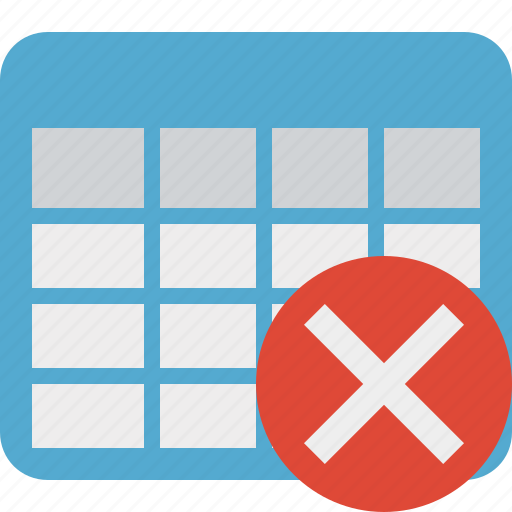 Cancel, cell, data, database, grid, row, table icon - Download on Iconfinder
