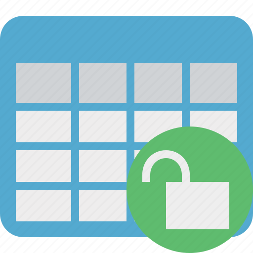 Cell, data, database, grid, row, table, unlock icon - Download on Iconfinder